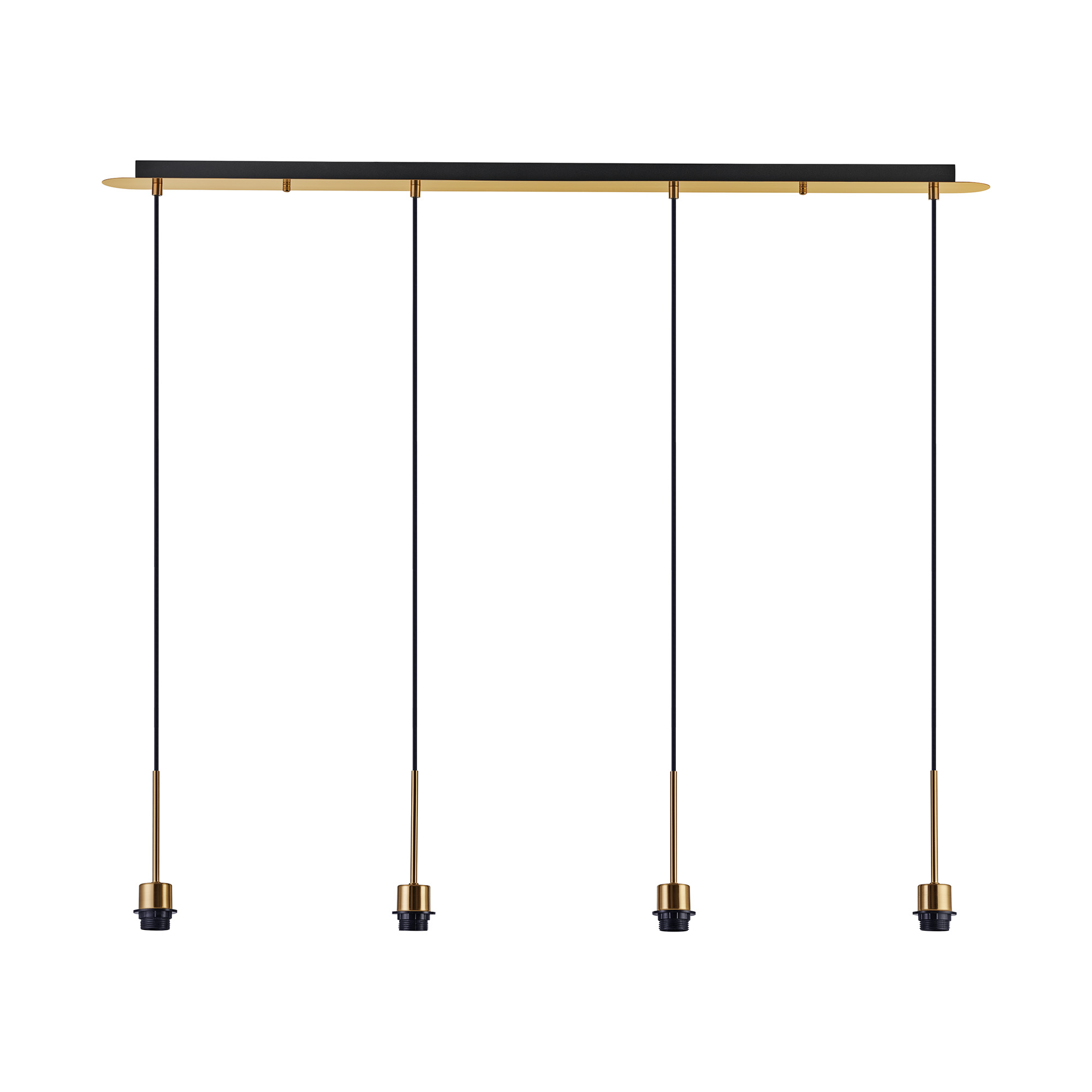 D0908AG  Carrie Antique Gold 4 Light Linear E27 Universal Pendant (FRAME ONLY), Suitable For A Vast Selection Of Shades